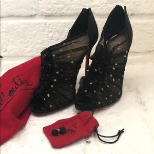 Christian Louboutin Black & Gold Canonita Sandals